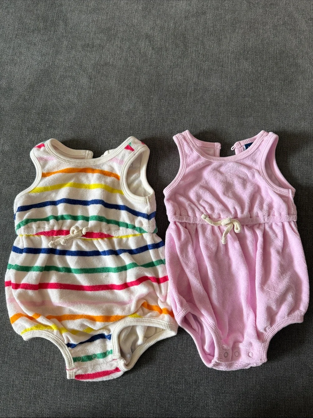 Two Old Navy Terry One-Piece Baby Rompers - Rainbow & Pink 🌈 💕